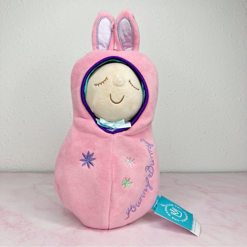 NWT Manhattan Toy‎ Snuggle Pods Hunny Bunny lavender plush doll with pink suit
